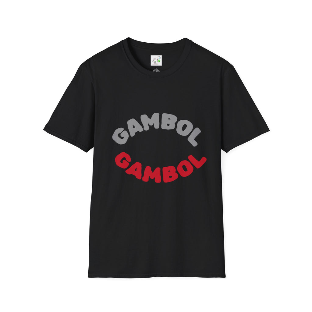 Psychedelic Mushroom Graphic T‑Shirt — 'GAMBOL GAMBOL' Retro Smiley Design