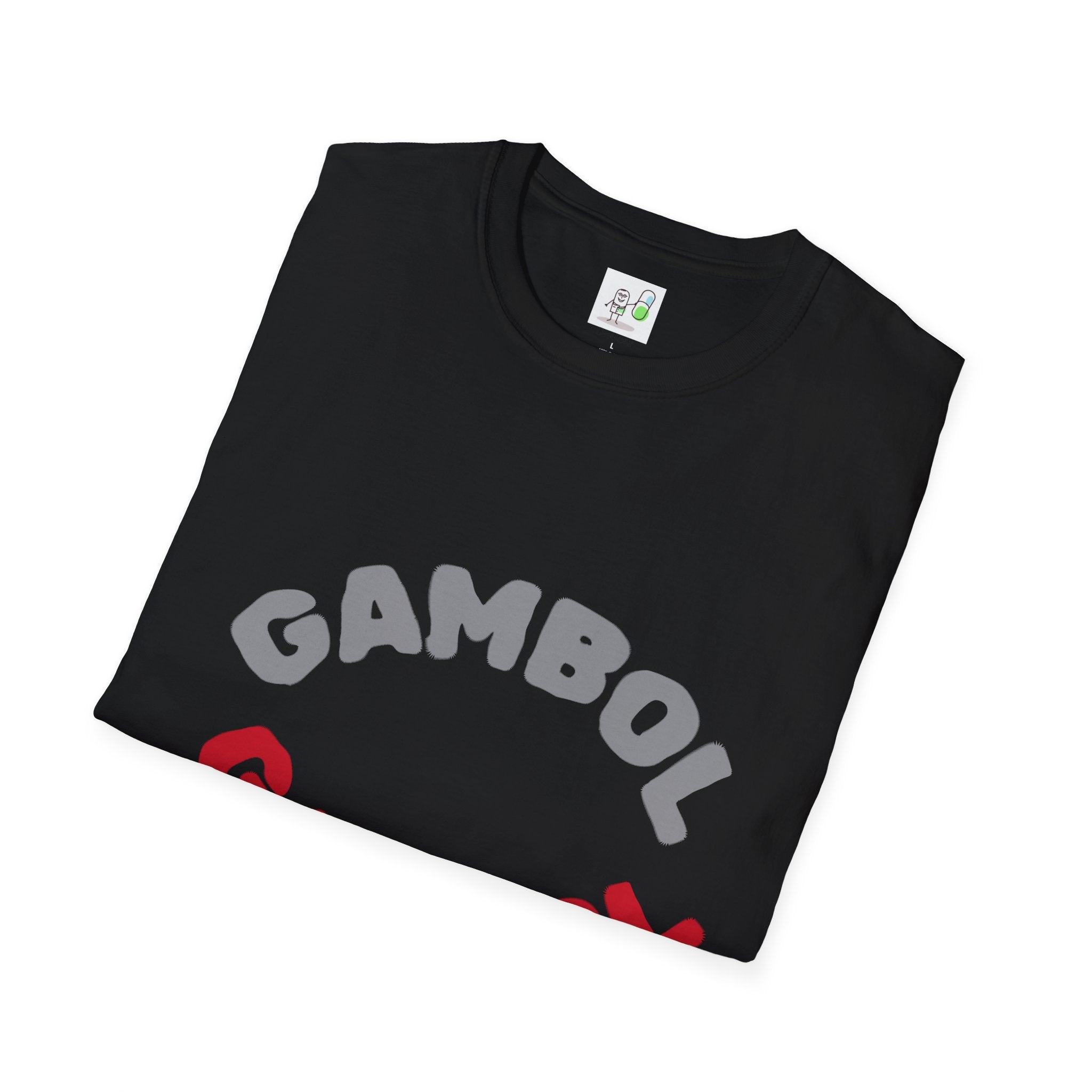 Psychedelic Mushroom Graphic T‑Shirt — 'GAMBOL GAMBOL' Retro Smiley Design